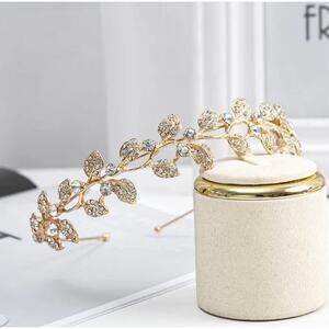 Boutique  gold leaf and floral crystal headband